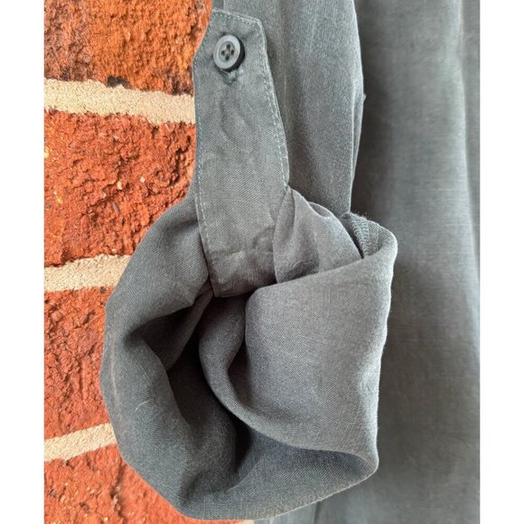 Bella Dahl Tencel Tunic Shirtdress Small Hunter Green Long Sleeve Roll Tab Soft - Picture 2 of 6